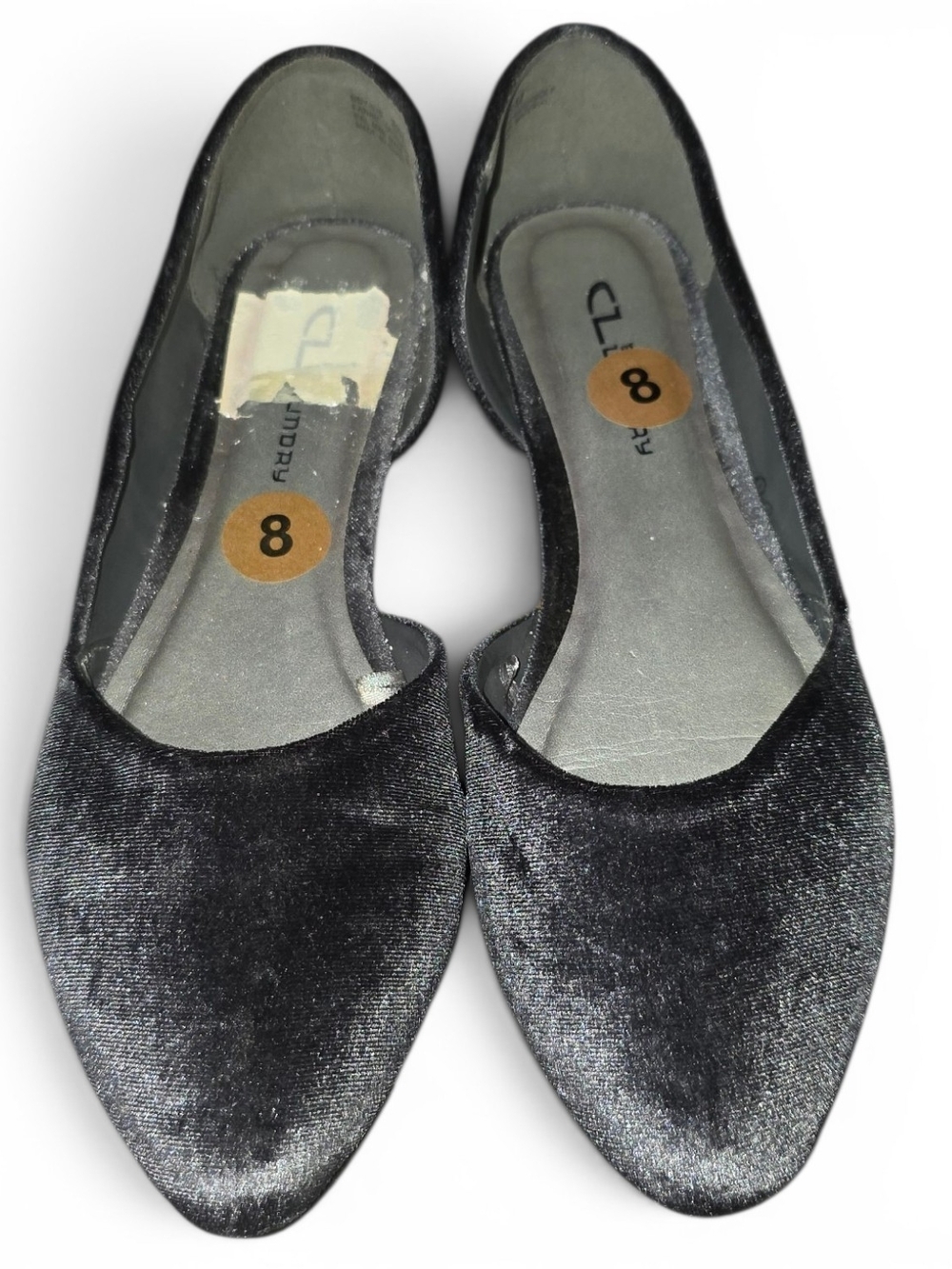 Vintage Style CL by Laundry Charcoal Velvet D'Orsay Ballet Flats - Size 8
